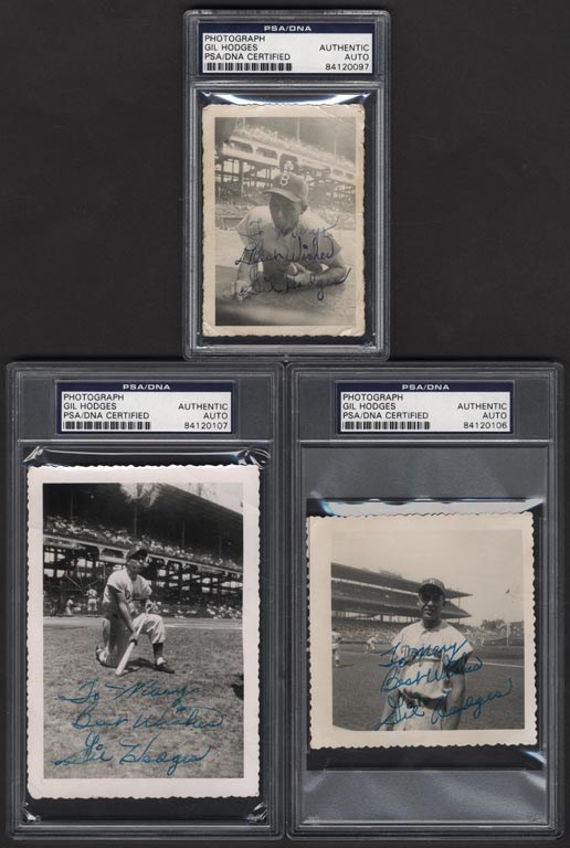 - Trio of Gil Hodges Brooklyn Dodgers Signed Snapshots (PSA)