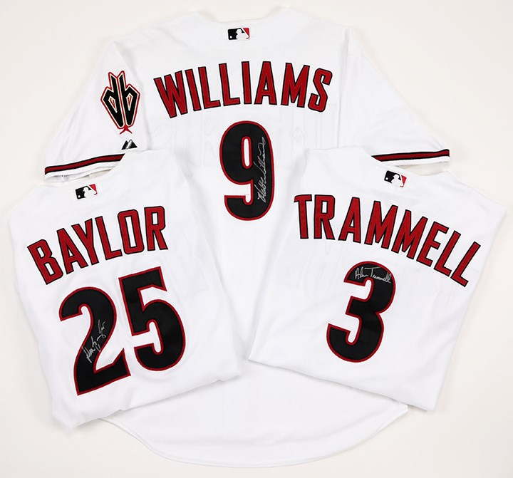 2012 Arizona Dimandbacks Signed Game Worn Jerseys - Williams, Trammel, Baylor (MLB Authenticated)