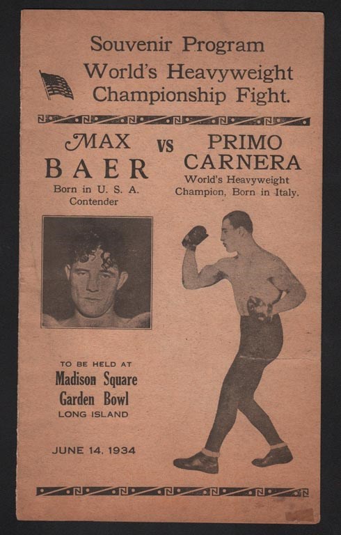 Muhammad Ali & Boxing - Classic 1934 Max Baer vs. Primo Carnera Fight Program