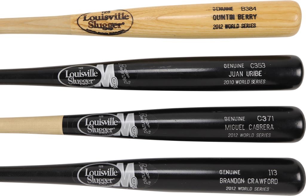 2010-12 World Series Game Issued Bats with Miguel Cabrera