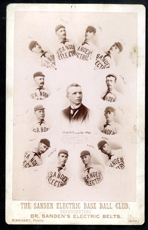 - 1891 Dr. Sanden's Electric Baseball Club Cabinet Card - Quack Medical