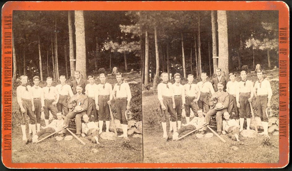 Early Baseball - 1870s Round Lake Methodists Baseball Team Stereocard