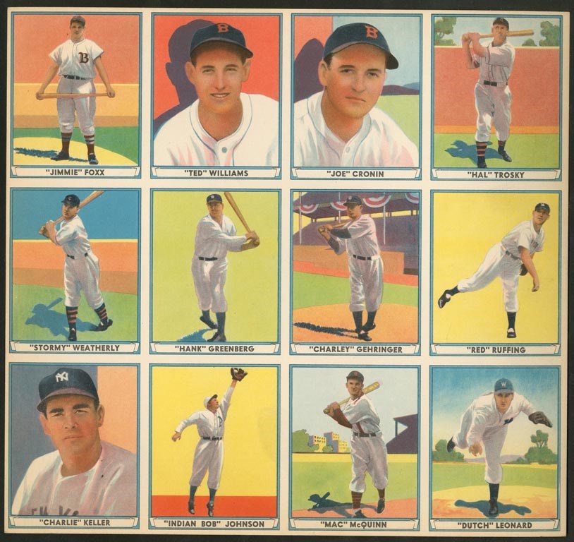 Baseball and Trading Cards - Magnificent 1941 Play Ball Uncut Promo Sheet w/Williams and Foxx