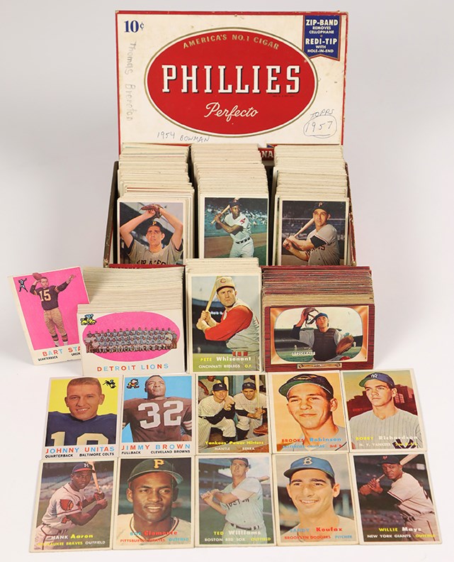 Baseball and Trading Cards - Cigar Box Collection 1955 Bowman, 1957 Topps Partial Set, 1959 Topps FB (500+)