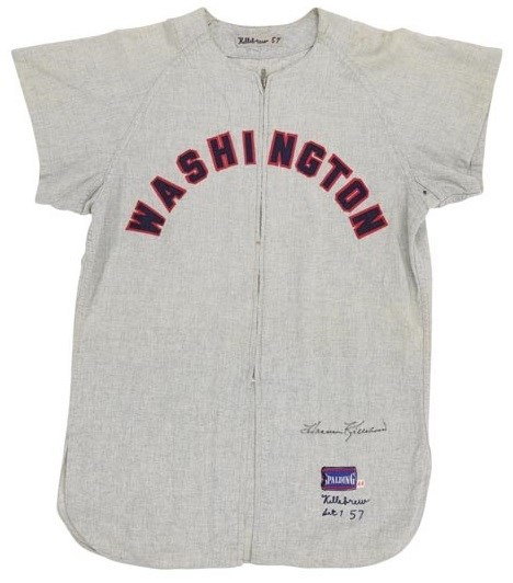 - 1957 Harmon Killebrew Washington Senators Game Worn Jersey (MEARS 10)