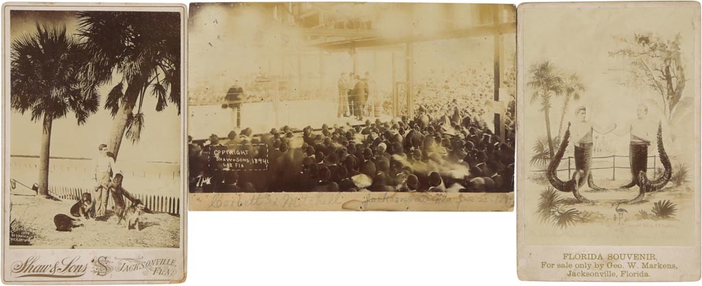 Muhammad Ali & Boxing - 1894 Corbett vs. Mitchell Rare Boxing Cabinets (3)
