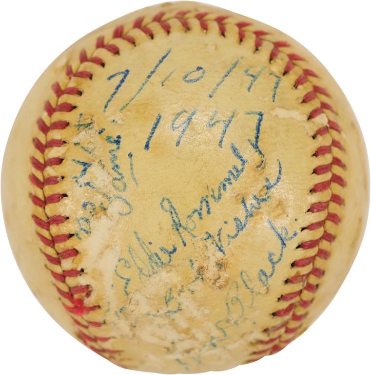 The Eddie Rommel Collection - 1947 Don Black No-Hitter Signed Game Used Baseball