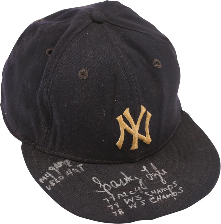 Sparky Lyle Signed Game Worn New York Yankees Hat