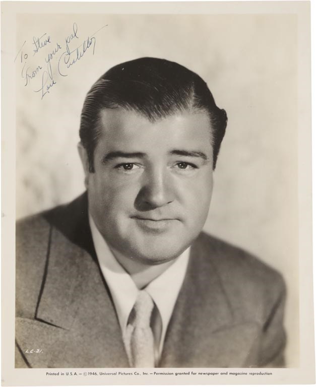 The In-Person Autographs Of Steve K - 1946 Lou Costello Signed Movie Still