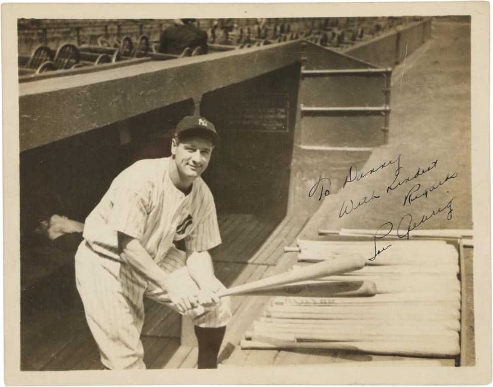 Ruth and Gehrig - Exceptional Lou Gehrig Signed Photograph (JSA)