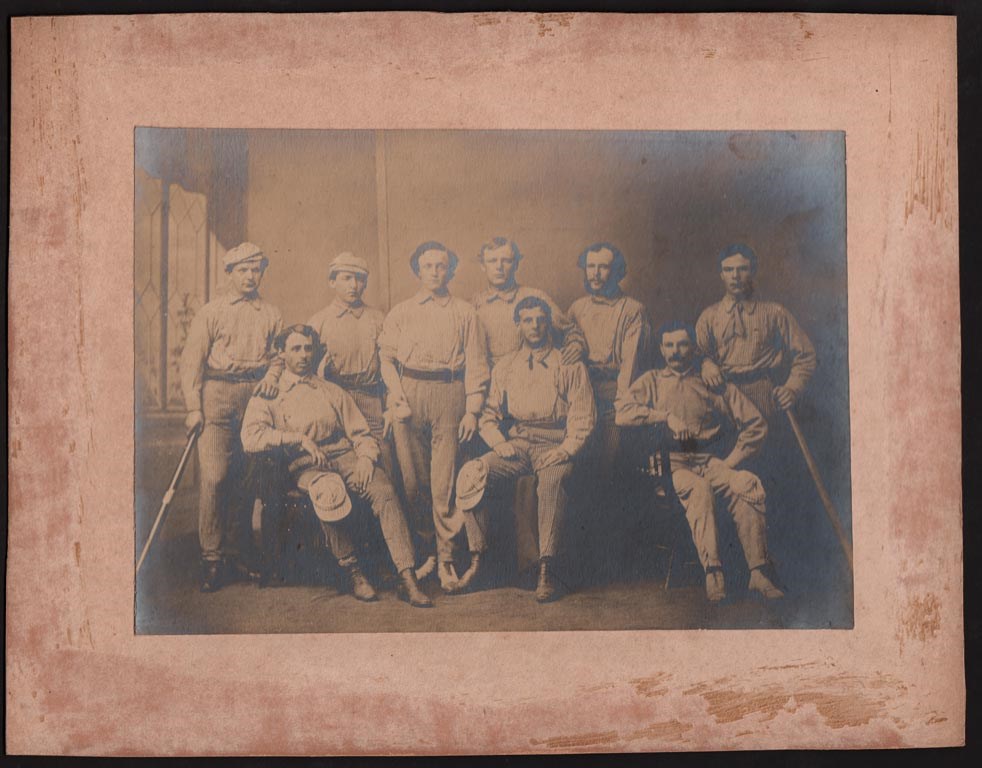 Early Baseball - 1867 Cliftons of Buffalo Mounted Albumen Photograph