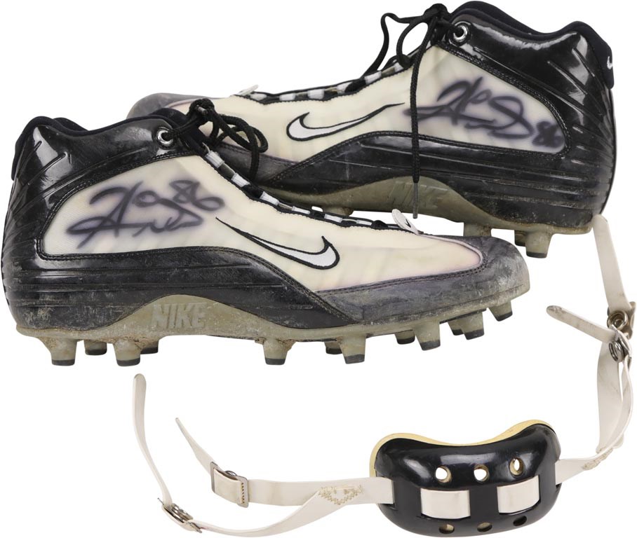 2002 Hines Ward Game Worn Pittsburgh Steelers Cleats & Chin Strap