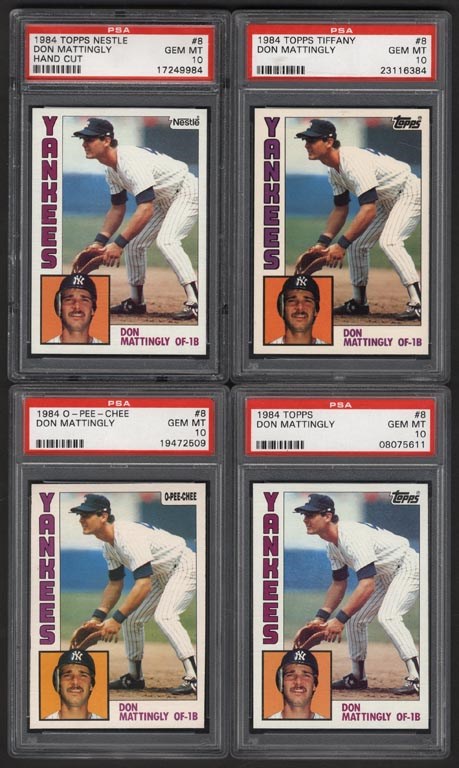 Baseball and Trading Cards - 1984 Topps, Tiffany, Nestle & O-Pee-Chee #8 Don Mattingly Set - Each PSA GEM MINT 10