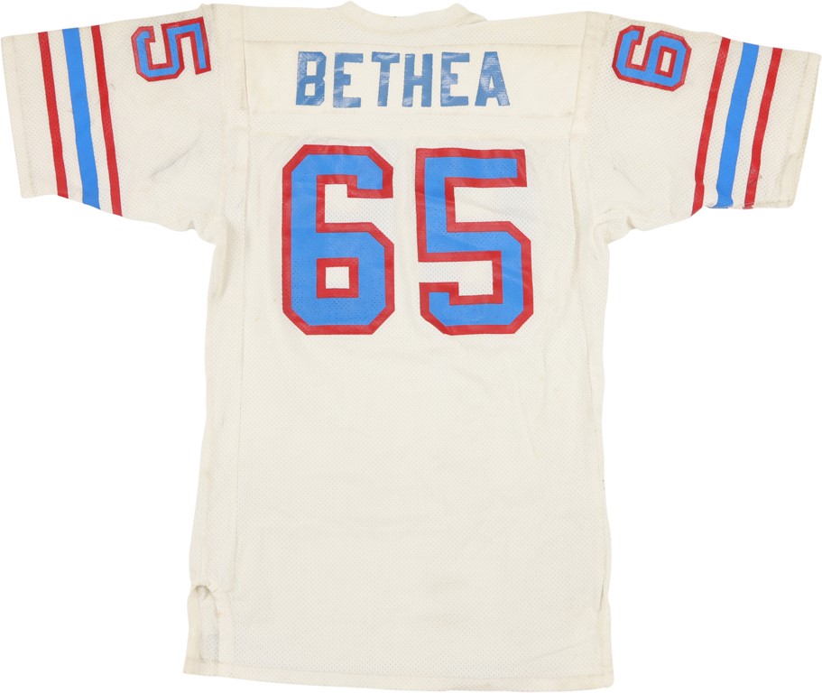 - Early 1980s Elvin Bethea Signed Game Worn Houston Oilers Jersey with Blood Stains