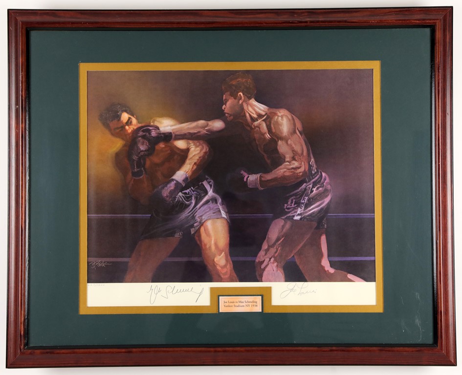 Muhammad Ali & Boxing - 1973 Joe Louis v. Max Schmeling Signed Print