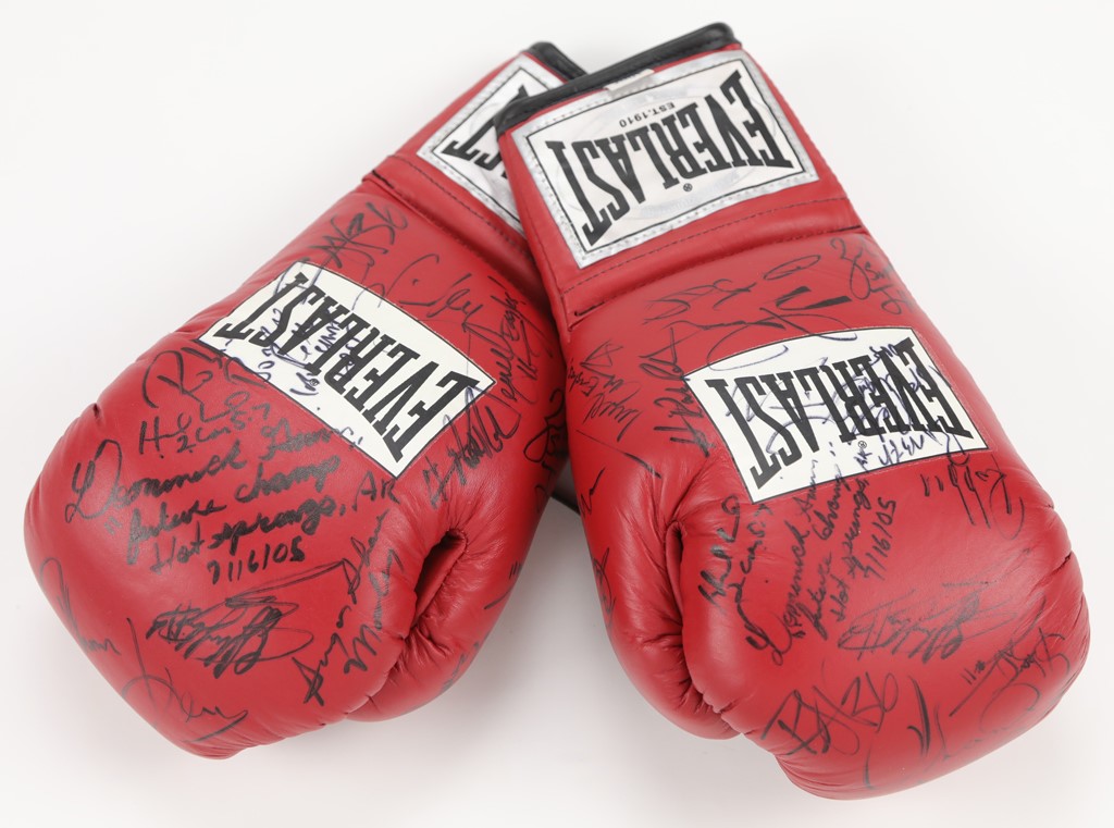 Muhammad Ali & Boxing - Pair of Signed Boxing Gloves with Floyd Mayweather Jr (30 Autos)