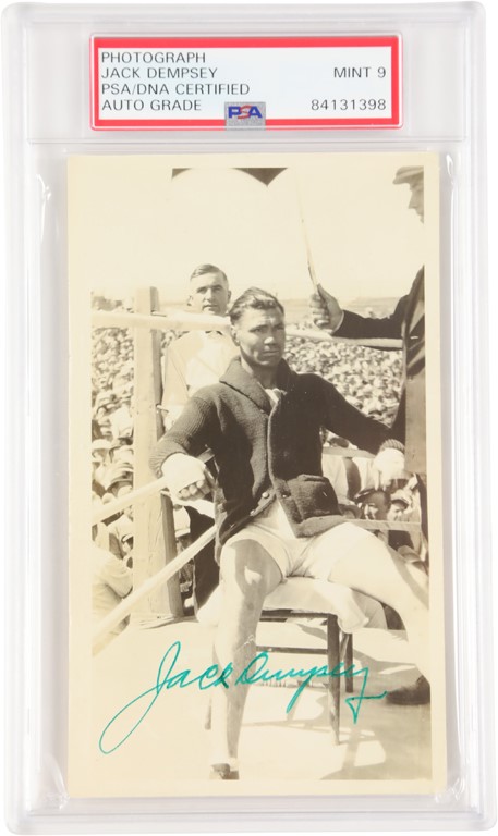 Muhammad Ali & Boxing - 1946 Jack Dempsey Signed Photo from Gibbons Fight (MINT 9)