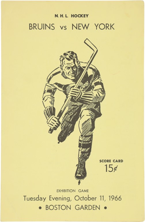 Bobby Orr And The Boston Bruins - October 11, 1966 Boston Bruins Program - Bobby Orr's First Appearance at Boston Garden