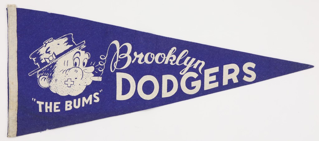 Baseball Memorabilia - 1940s Brooklyn Dodgers "The Bums" Felt Pennant