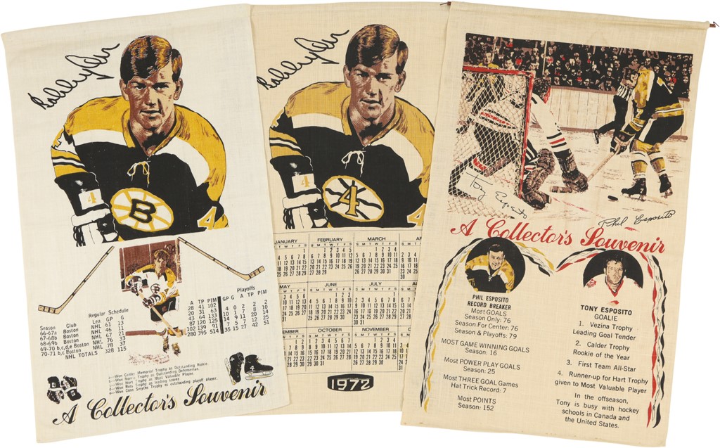 Bobby Orr And The Boston Bruins - Bobby Orr/Phil & Tony Esposito Cloth Calendars and Souvenir Cloth (3)