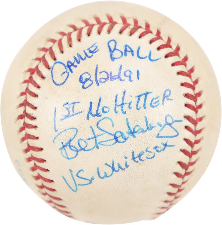 Baseball Autographs - Bret Saberhagen No-Hitter Game Used and Signed Baseball