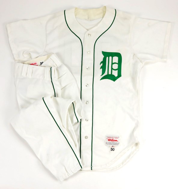 Ty Cobb and Detroit Tigers - 1986 Mark Thurmond Detroit Tigers St, Patrick's Day Game Worn Uniform