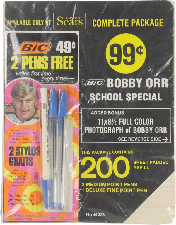 Bobby Orr And The Boston Bruins - 1971 Bobby Orr Bic Pens, Paper and Premium Photo in Sealed Package