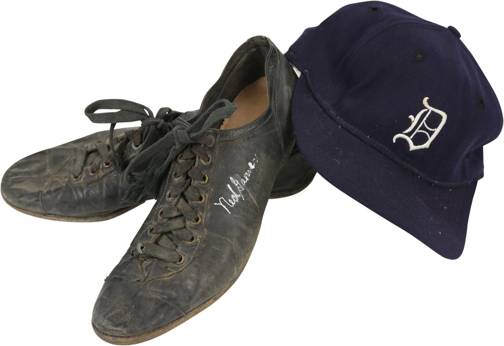 Ty Cobb and Detroit Tigers - Ned Garver Detroit Tigers Game Used Cap and Spikes