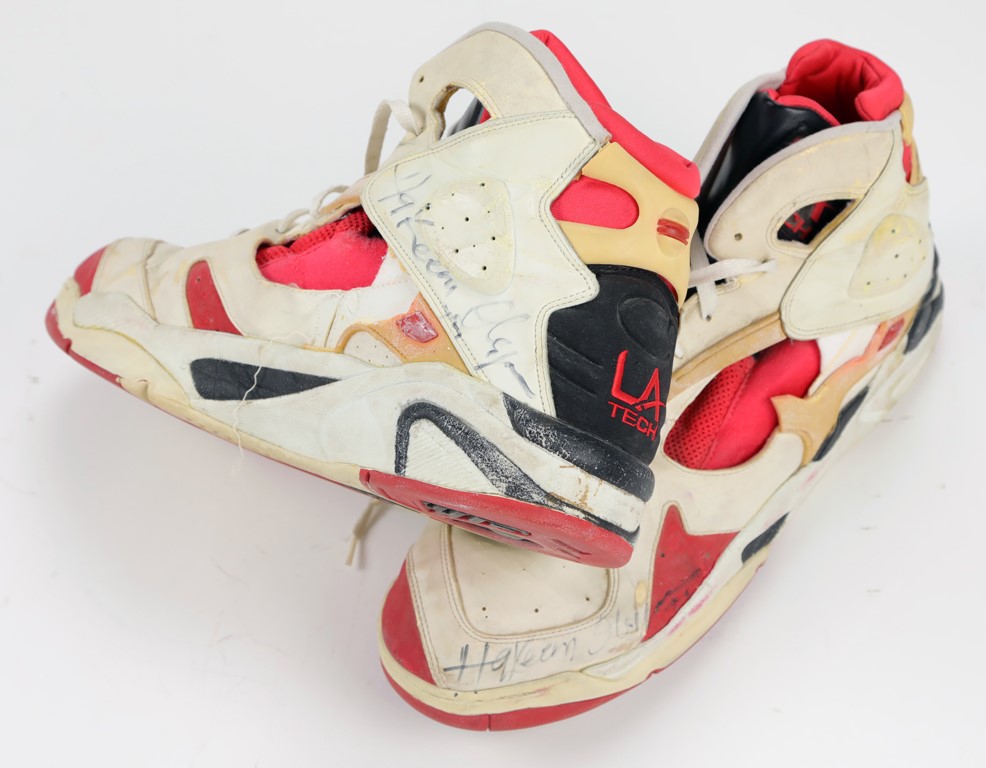 - 1990s Hakeem Olajuwon Signed Game Worn Sneakers
