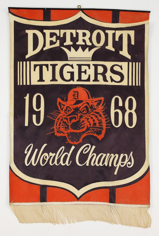 Ty Cobb and Detroit Tigers - Large 1968 Detroit Tigers World Champions Banner