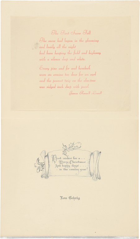 1932 Lou Gehrig Christmas Card