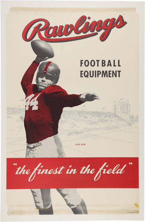 Football - 1950s Kyle Rote NY Giants Rawlings "Looking Outward" Window Poster