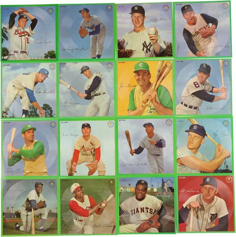 Baseball and Trading Cards - 1962 Auravision Baseball Records Complete Set (16)