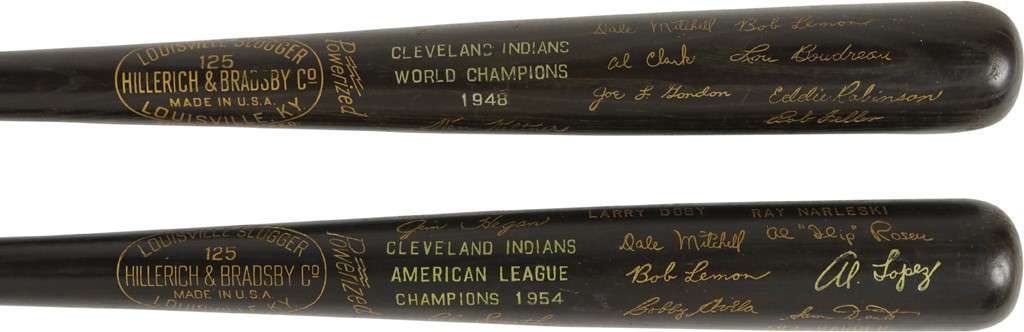 - 1948 & 1954 Cleveland Indians World Series Black Bats