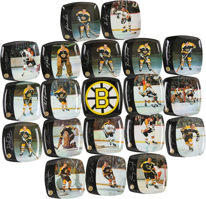 Bobby Orr And The Boston Bruins - 1970s Boston Bruins Ashtray Set w/Bobby Orr