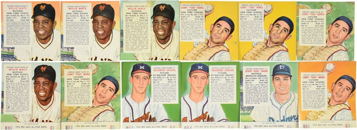 Baseball and Trading Cards - 1952-55 Red Man Tobacco Near & Partial Sets - 65 with Tabs (155)