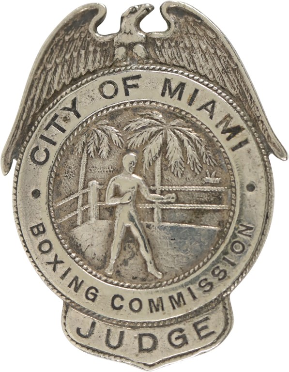 Muhammad Ali & Boxing - City of Miami "Boxing Commission Judge" Badge from Clay v. Liston