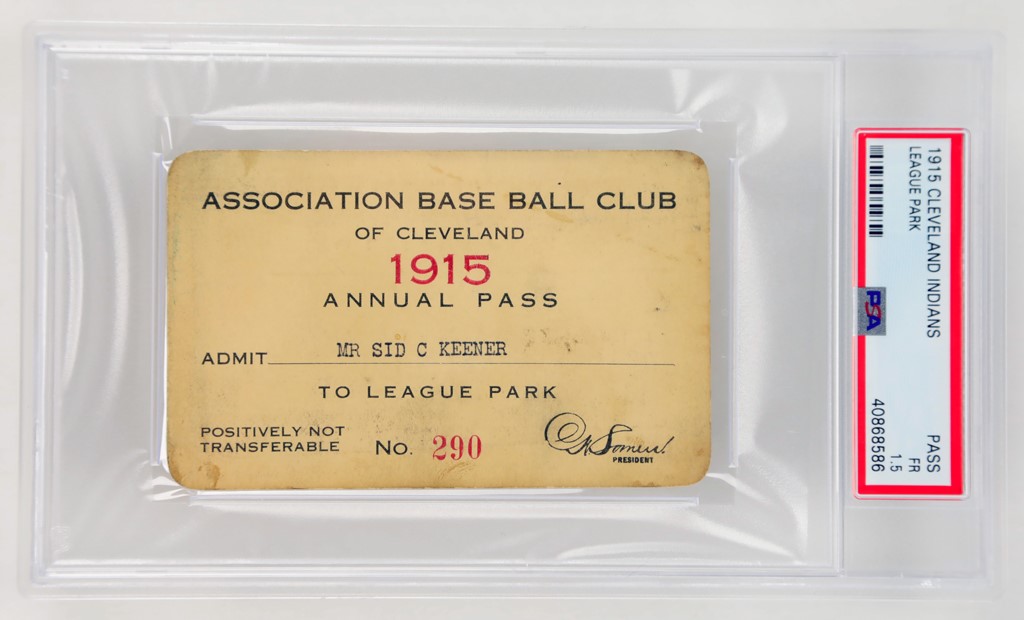 Cleveland Indians - 1915 Cleveland Indians League Park Season Pass (PSA)