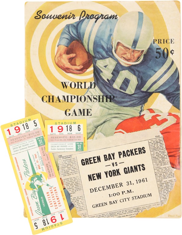 - 1961 NFL Championship Game Full Ticket, Program and Ticket Stub