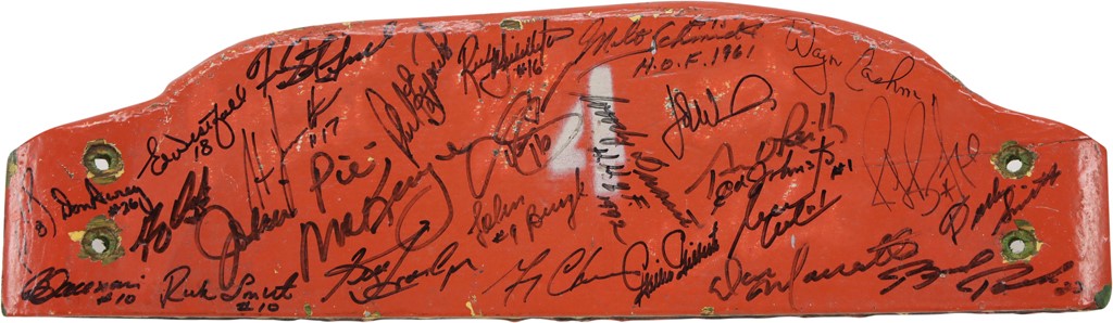 - Boston Garden Seat Back #4 Signed by Bruins Greats