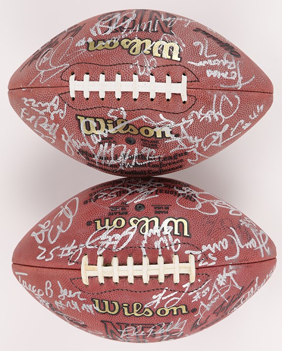 Pair of 2000 New York Giants Signed Footballs