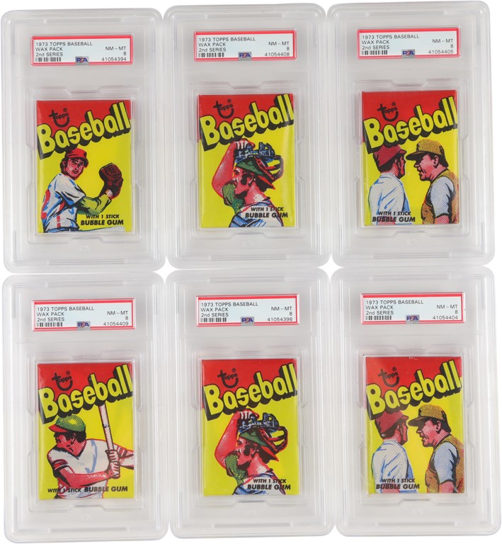 Baseball and Trading Cards - 1973 Topps Baseball PSA NM-MT 8 Unopened Packs (6)