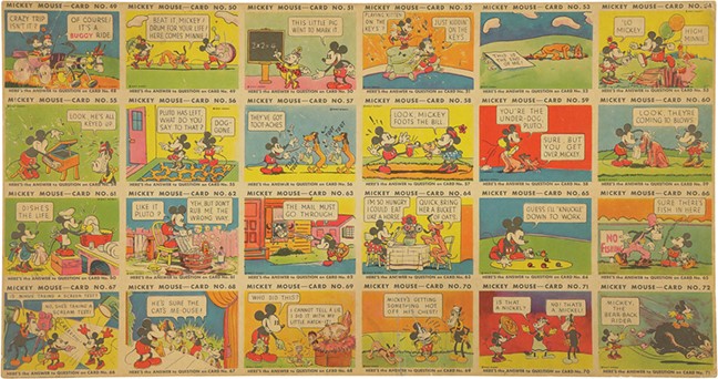 - 1935 R89 Gum Inc. Mickey Mouse Uncut Sheet (24 cards)