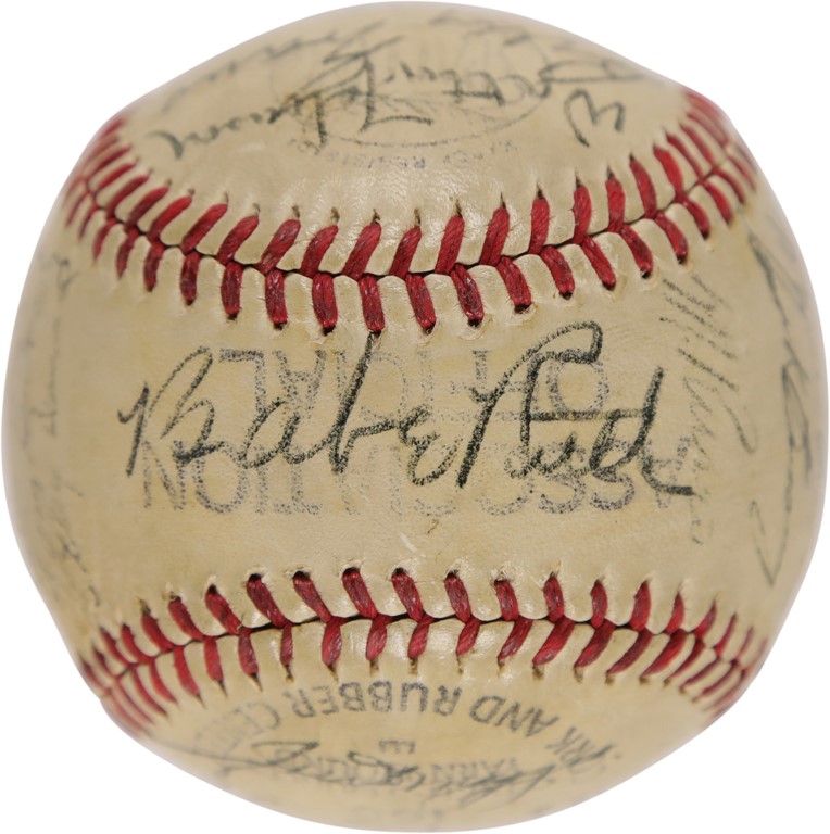 Baseball Autographs - 1942 New York Yankees Baseball with Babe Ruth and Walter Johnson (JSA)