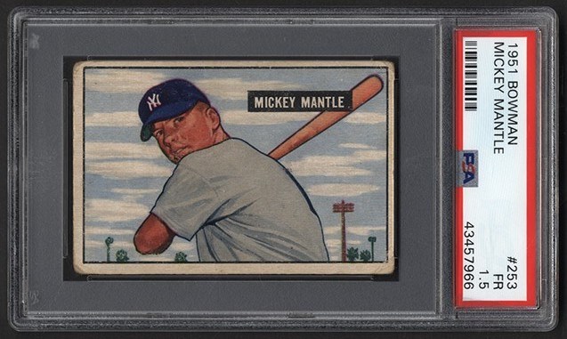 - 1951 Bowman #253 Mickey Mantle Rookie PSA FR+ 1.5