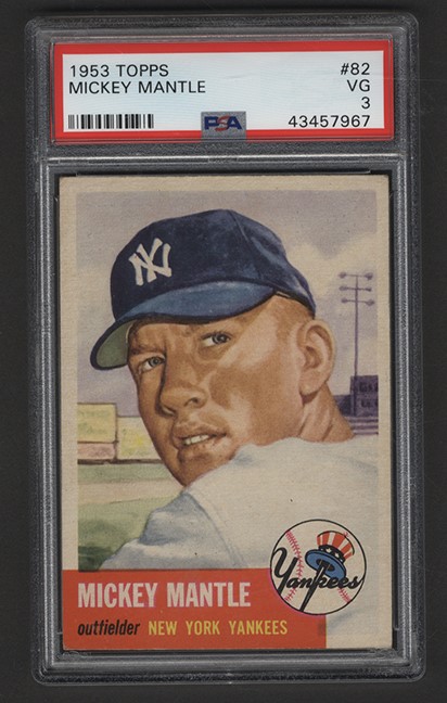 Baseball and Trading Cards - 1953 Topps #82 Mickey Mantle PSA VG 3
