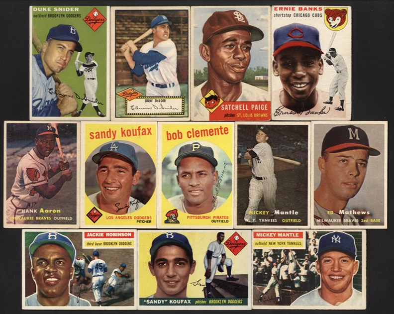 Baseball and Trading Cards - 1952-59 Topps Hall of Famer Collection - Robinson, (4) Williams, (2) Mantle, (5) Koufax, (3) Clemente, (2) Aaron (95+)