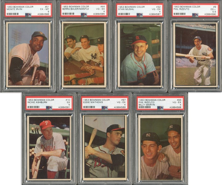 Baseball and Trading Cards - 1953 Bowman Color Partial Set with (7) PSA Graded (72/160)
