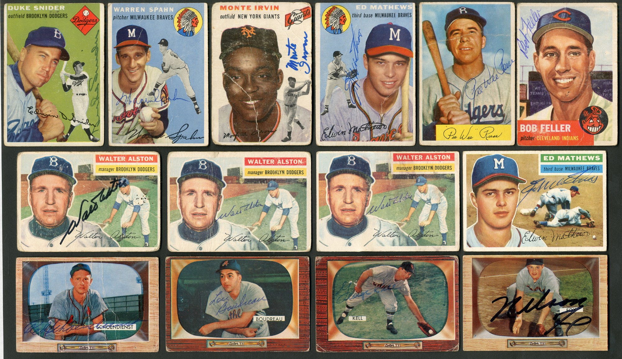 Baseball and Trading Cards - 1950s Topps & Bowman Hall of Famer Signed Collection (40+)