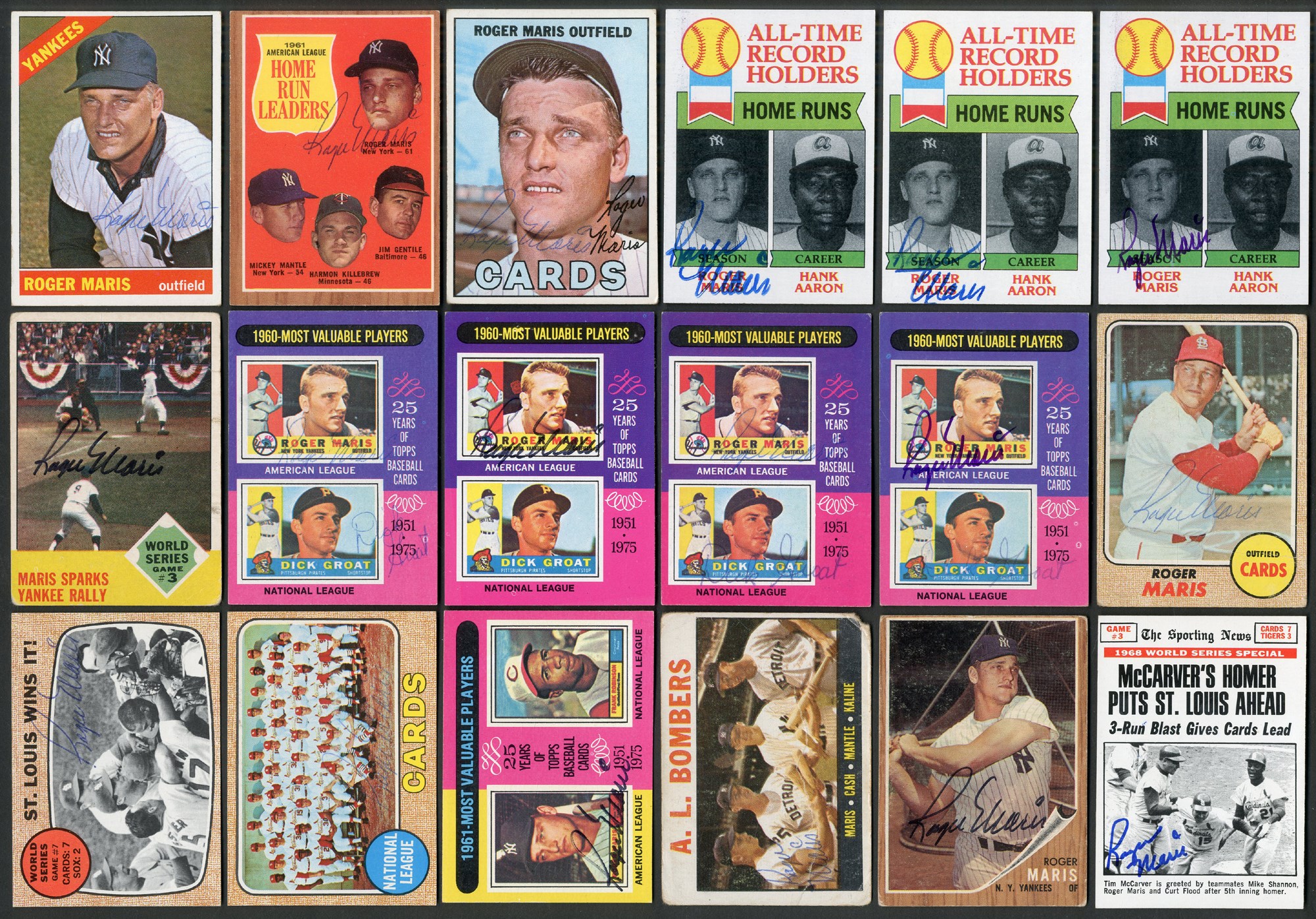Baseball and Trading Cards - Fantastic Topps Roger Maris Signed Card Collection (18)